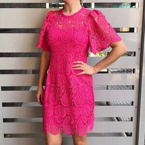 JADE Melody Tam Hot Pink Paisley Lace Crochet Dress Size S